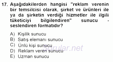 Marka İletişimi Tasarımı ve Uygulamaları 2014 - 2015 Ara Sınavı 17.Soru