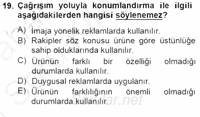 Marka İletişimi Tasarımı ve Uygulamaları 2014 - 2015 Ara Sınavı 19.Soru