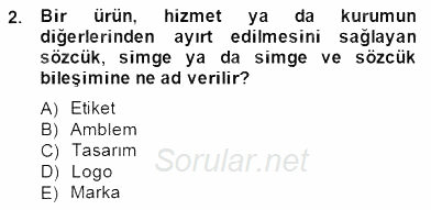 Marka İletişimi Tasarımı ve Uygulamaları 2014 - 2015 Ara Sınavı 2.Soru