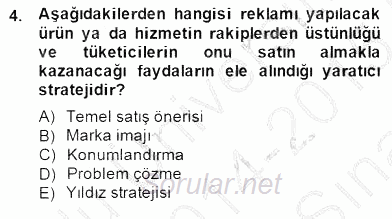 Marka İletişimi Tasarımı ve Uygulamaları 2014 - 2015 Ara Sınavı 4.Soru