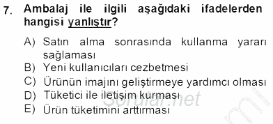 Marka İletişimi Tasarımı ve Uygulamaları 2014 - 2015 Ara Sınavı 7.Soru