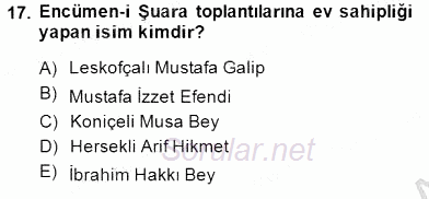 XIX. Yüzyıl Türk Edebiyatı 2014 - 2015 Ara Sınavı 17.Soru
