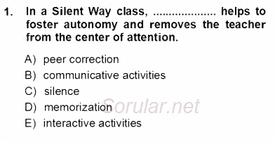 İngilizce Öğretiminde Yaklaşımlar 2012 - 2013 Ara Sınavı 1.Soru
