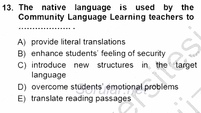 İngilizce Öğretiminde Yaklaşımlar 2012 - 2013 Ara Sınavı 13.Soru