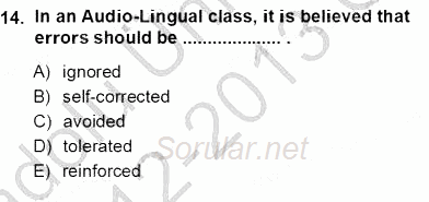 İngilizce Öğretiminde Yaklaşımlar 2012 - 2013 Ara Sınavı 14.Soru