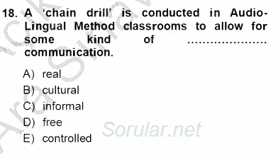 İngilizce Öğretiminde Yaklaşımlar 2012 - 2013 Ara Sınavı 18.Soru