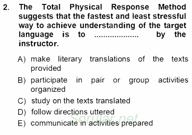 İngilizce Öğretiminde Yaklaşımlar 2012 - 2013 Ara Sınavı 2.Soru