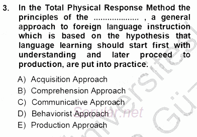 İngilizce Öğretiminde Yaklaşımlar 2012 - 2013 Ara Sınavı 3.Soru