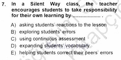 İngilizce Öğretiminde Yaklaşımlar 2012 - 2013 Ara Sınavı 7.Soru