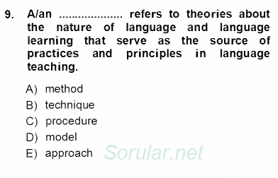 İngilizce Öğretiminde Yaklaşımlar 2012 - 2013 Ara Sınavı 9.Soru
