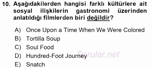 Gastronomi Ve Medya 2017 - 2018 Ara Sınavı 10.Soru