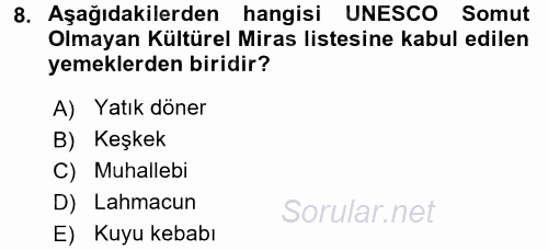 Gastronomi Ve Medya 2017 - 2018 Ara Sınavı 8.Soru