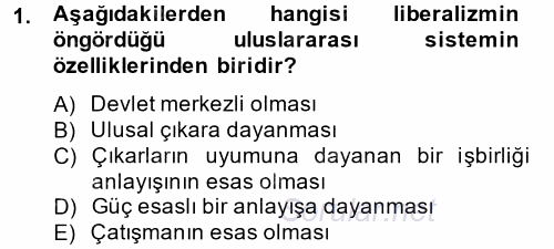 Uluslararası Örgütler 2013 - 2014 Tek Ders Sınavı 1.Soru