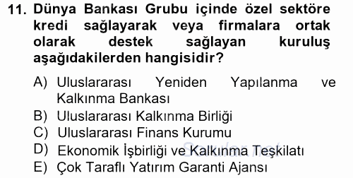 Uluslararası Örgütler 2013 - 2014 Tek Ders Sınavı 11.Soru