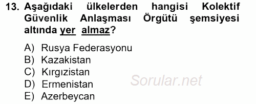 Uluslararası Örgütler 2013 - 2014 Tek Ders Sınavı 13.Soru