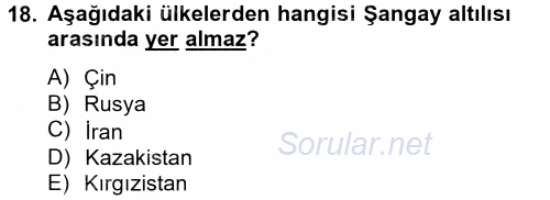 Uluslararası Örgütler 2013 - 2014 Tek Ders Sınavı 18.Soru