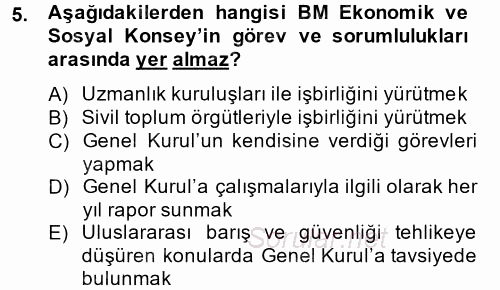 Uluslararası Örgütler 2013 - 2014 Tek Ders Sınavı 5.Soru