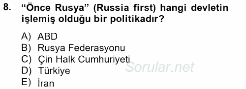 Uluslararası Örgütler 2013 - 2014 Tek Ders Sınavı 8.Soru