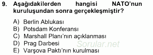 Uluslararası Örgütler 2013 - 2014 Tek Ders Sınavı 9.Soru