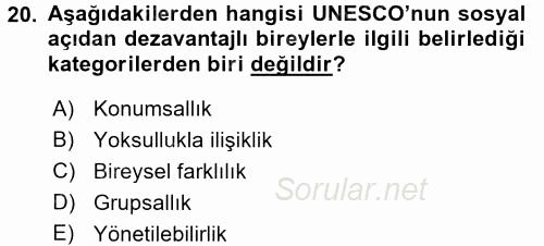 Çocuk Gelişiminde Program 2016 - 2017 Ara Sınavı 20.Soru