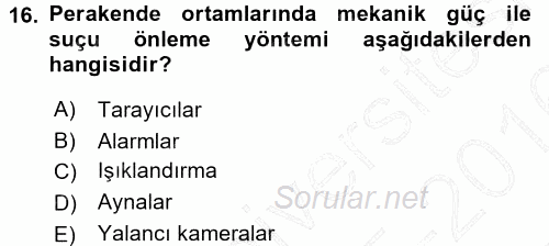 Perakende Yönetimi 2015 - 2016 Dönem Sonu Sınavı 16.Soru