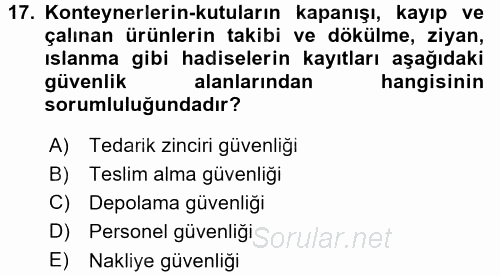 Perakende Yönetimi 2015 - 2016 Dönem Sonu Sınavı 17.Soru