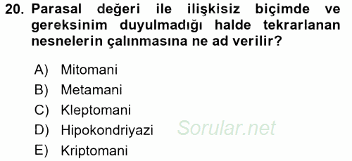 Perakende Yönetimi 2015 - 2016 Dönem Sonu Sınavı 20.Soru