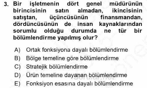 Perakende Yönetimi 2015 - 2016 Dönem Sonu Sınavı 3.Soru
