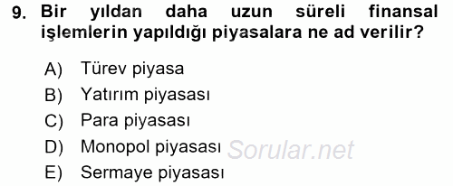 Perakende Yönetimi 2015 - 2016 Dönem Sonu Sınavı 9.Soru