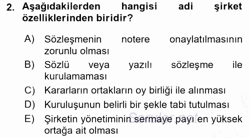 Şirketler Muhasebesi 2016 - 2017 3 Ders Sınavı 2.Soru