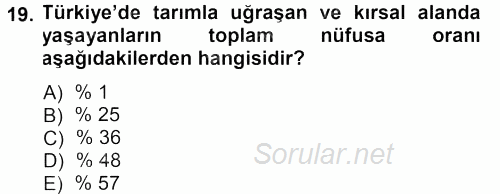 Tarımsal Yapılar ve Sulama 2013 - 2014 Tek Ders Sınavı 19.Soru