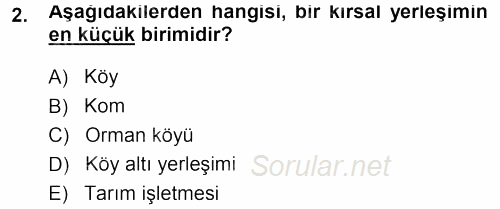 Tarımsal Yapılar ve Sulama 2013 - 2014 Tek Ders Sınavı 2.Soru