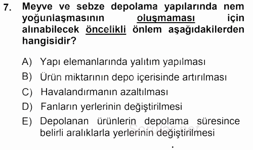 Tarımsal Yapılar ve Sulama 2013 - 2014 Tek Ders Sınavı 7.Soru