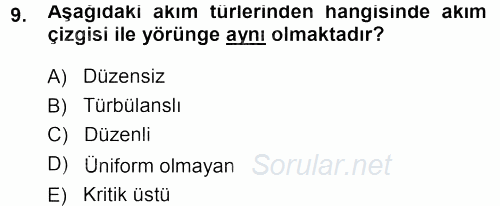 Tarımsal Yapılar ve Sulama 2013 - 2014 Tek Ders Sınavı 9.Soru