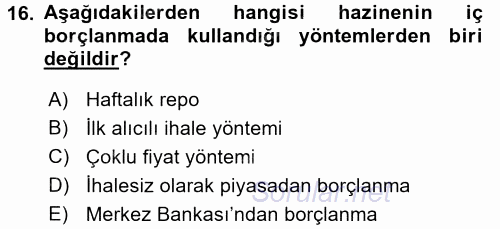 Ekonominin Güncel Sorunları 2016 - 2017 3 Ders Sınavı 16.Soru