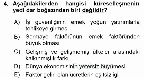 Ekonominin Güncel Sorunları 2016 - 2017 3 Ders Sınavı 4.Soru