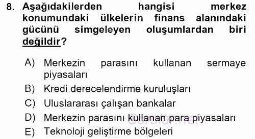 Ekonominin Güncel Sorunları 2016 - 2017 3 Ders Sınavı 8.Soru