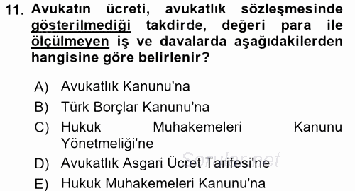 Avukatlık Ve Noterlik Hukuku 2015 - 2016 Ara Sınavı 11.Soru