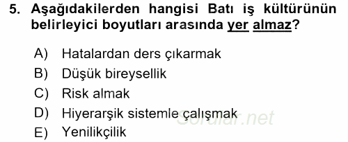 Girişimcilik ve İş Kurma 2015 - 2016 Tek Ders Sınavı 5.Soru