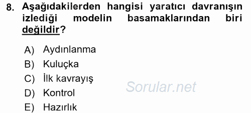 Girişimcilik ve İş Kurma 2015 - 2016 Tek Ders Sınavı 8.Soru