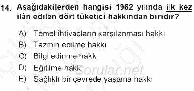 Aile Ekonomisi 2015 - 2016 Ara Sınavı 14.Soru