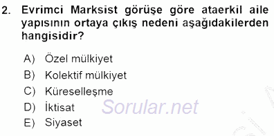 Aile Ekonomisi 2015 - 2016 Ara Sınavı 2.Soru