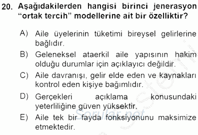 Aile Ekonomisi 2015 - 2016 Ara Sınavı 20.Soru