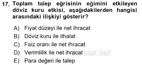 İktisada Giriş 2 2016 - 2017 Dönem Sonu Sınavı 17.Soru
