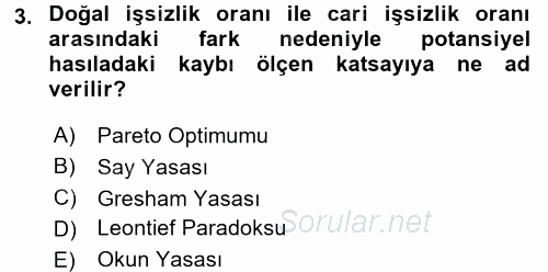 İktisada Giriş 2 2016 - 2017 Dönem Sonu Sınavı 3.Soru