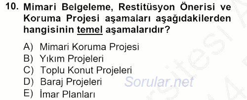 Arkeolojik Alan Yönetimi 2013 - 2014 Dönem Sonu Sınavı 10.Soru