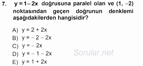 Matematik 1 2014 - 2015 Tek Ders Sınavı 7.Soru