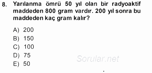 Matematik 1 2014 - 2015 Tek Ders Sınavı 8.Soru