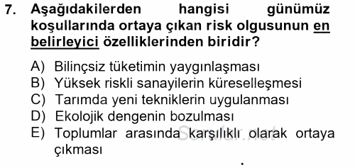 Sosyolojide Yakın Dönem Gelişmeler 2014 - 2015 Tek Ders Sınavı 7.Soru