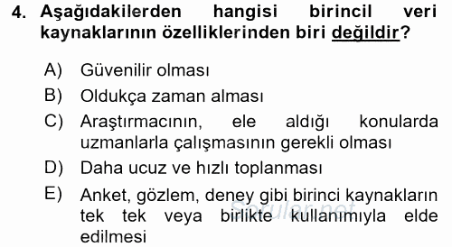 Sağlık Hizmetleri Pazarlaması 2017 - 2018 Dönem Sonu Sınavı 4.Soru